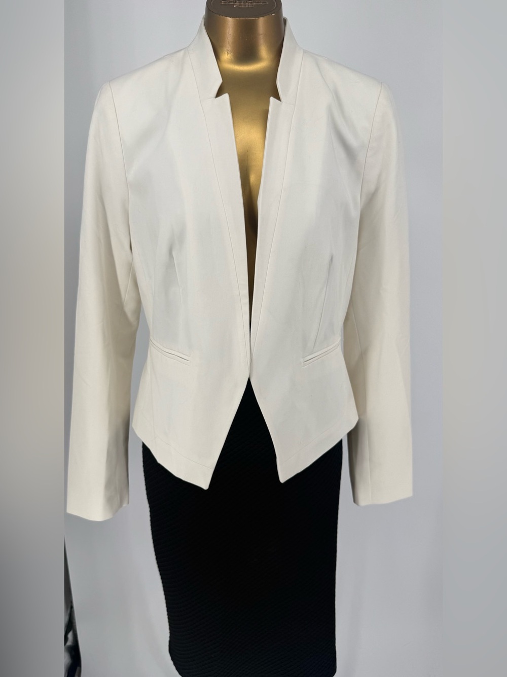 NWT Worthington Womens Ivory Tailored Open-Front Blazer Size 10